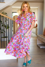 Load image into Gallery viewer, Always A Fan Pink &amp; Orange Floral Smocked Waist Maxi Dress
