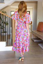 Load image into Gallery viewer, Always A Fan Pink &amp; Orange Floral Smocked Waist Maxi Dress
