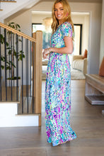 Load image into Gallery viewer, Diva Dreams Green &amp; Orchid Floral Print Maxi Dress
