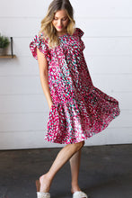 Load image into Gallery viewer, Fuchsia &amp; Teal Abstract Dot Yoke Woven Dress
