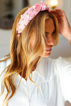 Load image into Gallery viewer, Soft Pink Pearl &amp; Jewels Top Knot Knit Headband
