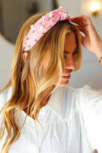 Load image into Gallery viewer, Soft Pink Pearl &amp; Jewels Top Knot Knit Headband
