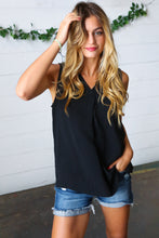 Load image into Gallery viewer, Black Banded V Neck Sleeveless Top
