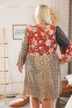 Load image into Gallery viewer, Cheetah Multi-Floral Color Block Surplice Dress
