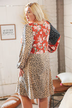 Load image into Gallery viewer, Cheetah Multi-Floral Color Block Surplice Dress
