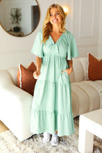 Load image into Gallery viewer, Take You Away Mint Elastic V Neck Tiered Maxi Dress
