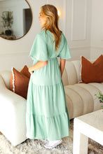 Load image into Gallery viewer, Take You Away Mint Elastic V Neck Tiered Maxi Dress
