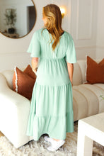 Load image into Gallery viewer, Take You Away Mint Elastic V Neck Tiered Maxi Dress
