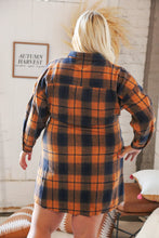 Load image into Gallery viewer, Navy &amp; Rust Plaid Flannel Button Down Waist Tie Dress
