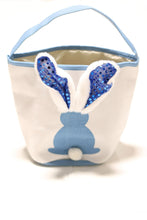 Load image into Gallery viewer, Blue Light-Up Bunny Ears Easter Basket Canvas Tote

