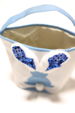 Load image into Gallery viewer, Blue Light-Up Bunny Ears Easter Basket Canvas Tote
