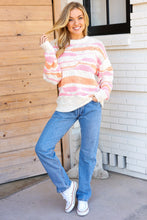 Load image into Gallery viewer, Perfectly You Mango Multicolor Stripe Chunky Knit Sweater
