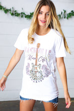Load image into Gallery viewer, White Cotton NASHVILLE Music City Graphic Tee
