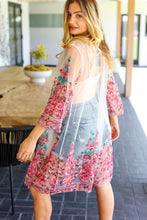 Load image into Gallery viewer, Eyes On You Fuchsia Mesh Paisley Embroidered Open Kimono
