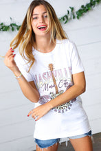 Load image into Gallery viewer, White Cotton NASHVILLE Music City Graphic Tee
