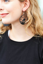 Load image into Gallery viewer, Halloween Black Cat Spooky Acrylic Drop Earrings
