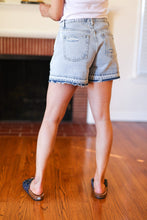 Load image into Gallery viewer, Light Wash High Rise Raw Hem Distressed Denim Shorts
