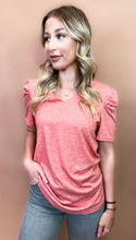 Load image into Gallery viewer, Paisley Puff Tee in Coral
