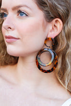 Load image into Gallery viewer, Tortoise Double Hoop Dangle Earrings
