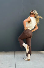 Load image into Gallery viewer, PREORDER: Brown Urban Distressed Crop Jeans
