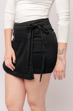 Load image into Gallery viewer, Bentli High Rise Side Tie Denim Skort in Black
