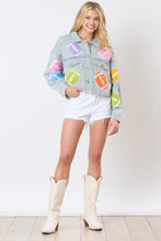 Load image into Gallery viewer, Football Towel &amp; Sequin Embroidery Denim Jacket
