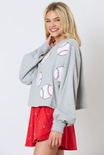 Load image into Gallery viewer, Baseball Towel &amp; Sequins Embroidery Sweatshirt
