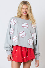 Load image into Gallery viewer, Baseball Towel &amp; Sequins Embroidery Sweatshirt
