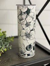 Load image into Gallery viewer, PREORDER: Floral Skulls Skinny Tumbler
