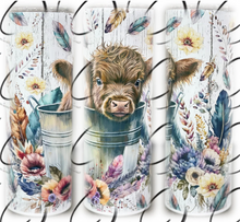 Load image into Gallery viewer, PREORDER: Boho Bucket Highland Cow Skinny Tumbler
