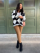 Load image into Gallery viewer, PREORDER: Contrast Trim Cardigan in Black Checkers
