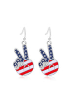 Load image into Gallery viewer, Patriotic Metal Peace Sign Dangle Earrings
