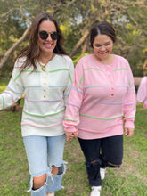 Load image into Gallery viewer, PREORDER: Just Too Good Rainbow Striped Sweater in Two Colors
