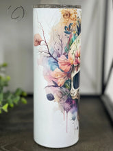 Load image into Gallery viewer, PREORDER: Boho Floral Skull Skinny Tumbler
