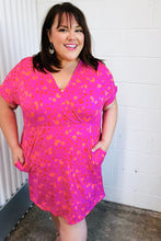 Load image into Gallery viewer, Fuchsia Leopard Surplice V Neck Pocketed Dress
