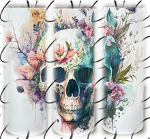 Load image into Gallery viewer, PREORDER: Boho Floral Skull Skinny Tumbler
