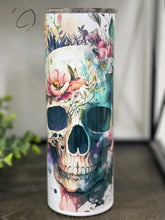 Load image into Gallery viewer, PREORDER: Boho Floral Skull Skinny Tumbler
