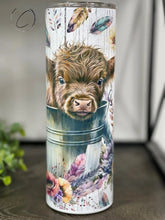 Load image into Gallery viewer, PREORDER: Boho Bucket Highland Cow Skinny Tumbler
