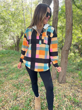 Load image into Gallery viewer, PREORDER: Rainbow Plaid Button Hoodie
