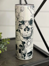 Load image into Gallery viewer, PREORDER: Floral Skulls Skinny Tumbler
