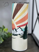 Load image into Gallery viewer, PREORDER: Retro Mountain Sunset Skinny Tumbler
