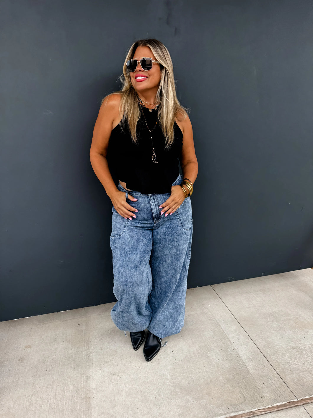 PREORDER: Charlie Cinch Hem Wide Leg Jeans