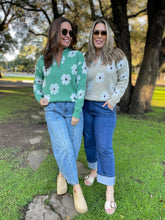 Load image into Gallery viewer, PREORDER: Flower Powered Half Zip Sweater in Four Colors
