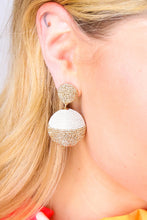 Load image into Gallery viewer, Gold &amp; Ivory Lantern Raffia Dangle Ball Earrings
