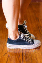 Load image into Gallery viewer, Get Their Attention Black Studded Canvas Sneakers
