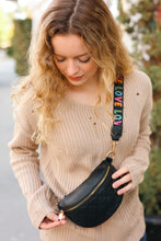 Load image into Gallery viewer, Black Quilted "LOVE" Strap Crossbody Sling Bag
