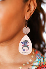 Load image into Gallery viewer, USA Flag &quot;#MOMLIFE&quot; Wooden Dangle Earrings

