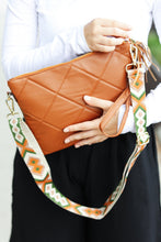 Load image into Gallery viewer, Camel Designer Strap Quilted Crossbody Faux Leather Bag
