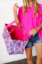 Load image into Gallery viewer, Rectangle Collapsible Floral Print Pink Strap Canvas Tote
