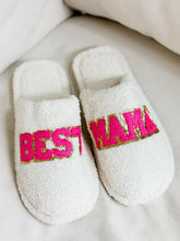 Load image into Gallery viewer, PREORDER: Best Mama Embroidered Fuzzy Slippers
